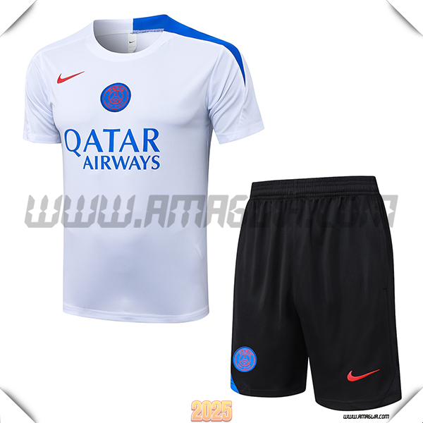 Kit Maglia Allenamento PSG Bianco/Blu 2025/26