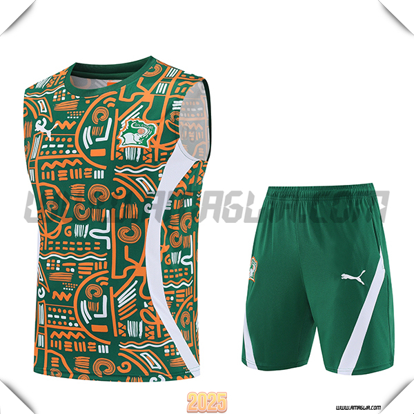 Kit Canotta Allenamento Costa d'Avorio Arancia/Verde 2025/26