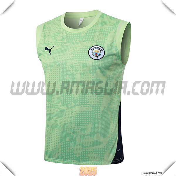 Canotta Allenamento Manchester City Verde/Blu 2025/26