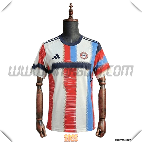 Training T-Shirt Bayern Monaco Bianco/Rosso/Blu 2025/26
