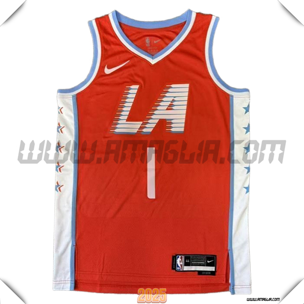 Maglia Los Angeles Clippers (HARDEN #1) 2025/26 Rosso/Bianco/Blu