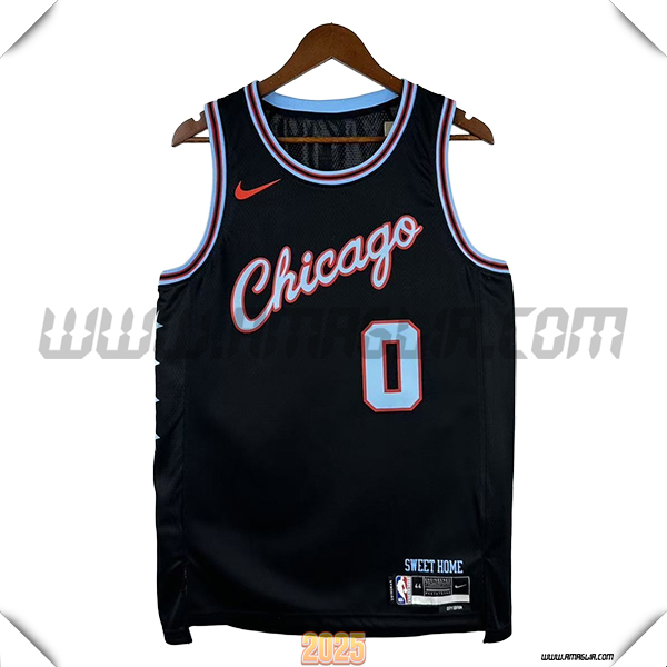 Maglia Chicago Bulls (WHITE #0) 2025/26 Nero/Blu