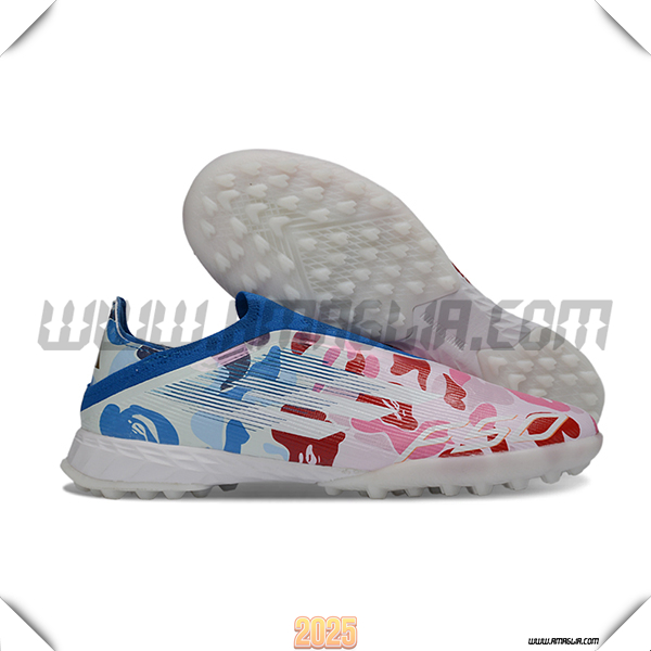 Adidas Scarpe Da Calcio F50 Pro Laceless TF Bianco/Blu/Rosa