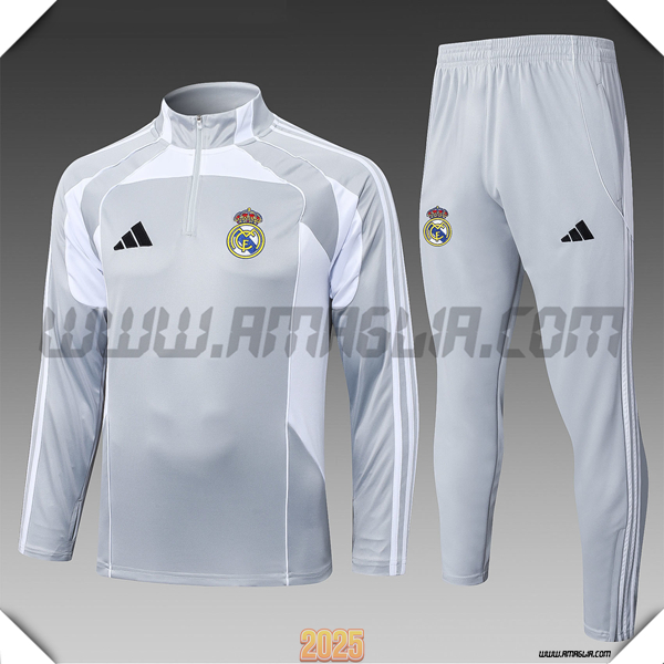 Tuta Calcio Real Madrid Bambino Grigio/Bianco 2025/26