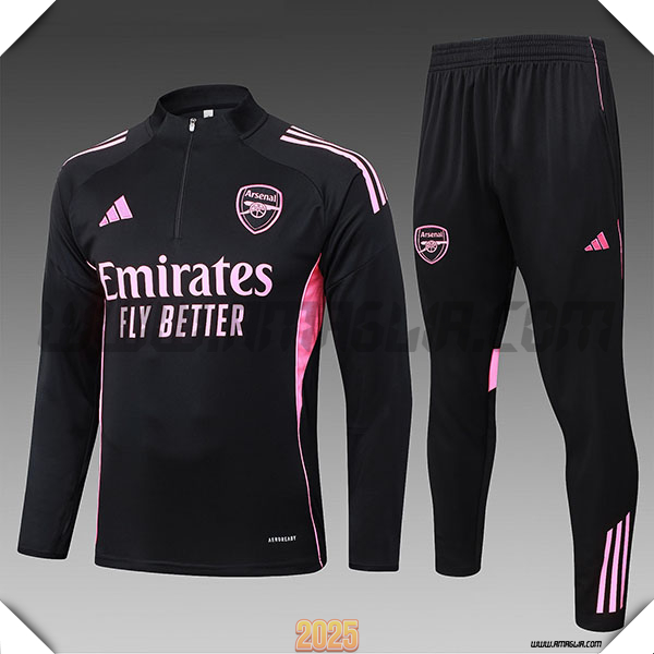 Tuta Calcio Arsenal Bambino Nero/Rosa 2025/26