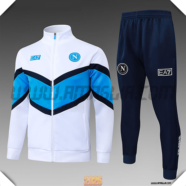 Tuta Giacca Calcio SSC Napoli Bambino Bianco/Blu 2025/26
