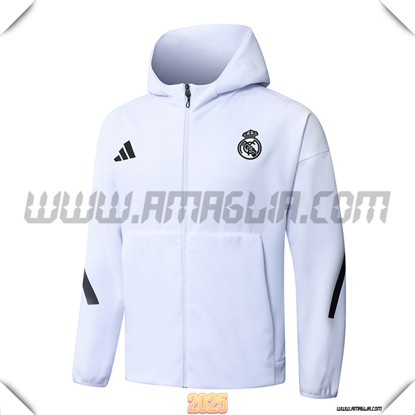 Giacca Con Cappuccio Real Madrid Bianco/Nero 2025/26