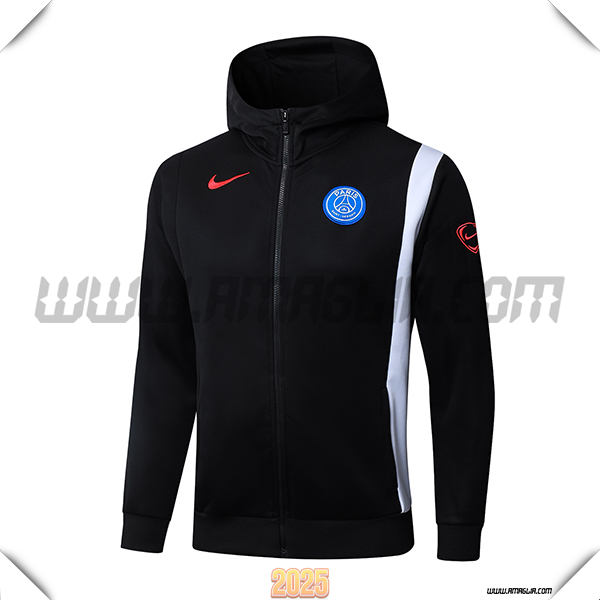 Giacca Con Cappuccio PSG Nero/Bianco 2025/26