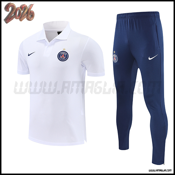Kit Maglia Polo PSG Bianco 2025 2026