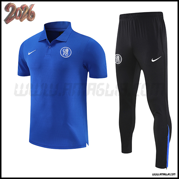 Kit Maglia Polo FC Chelsea Blu 2025 2026 -02