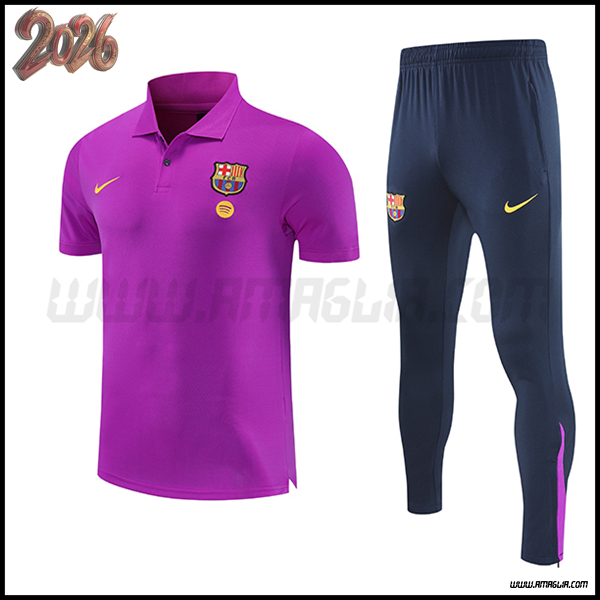 Kit Maglia Polo FC Barcellona viola 2025 2026 -02