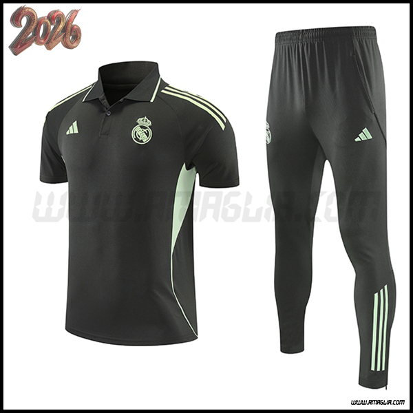 Kit Maglia Polo Real Madrid Grigio/Verde 2025 2026 -02