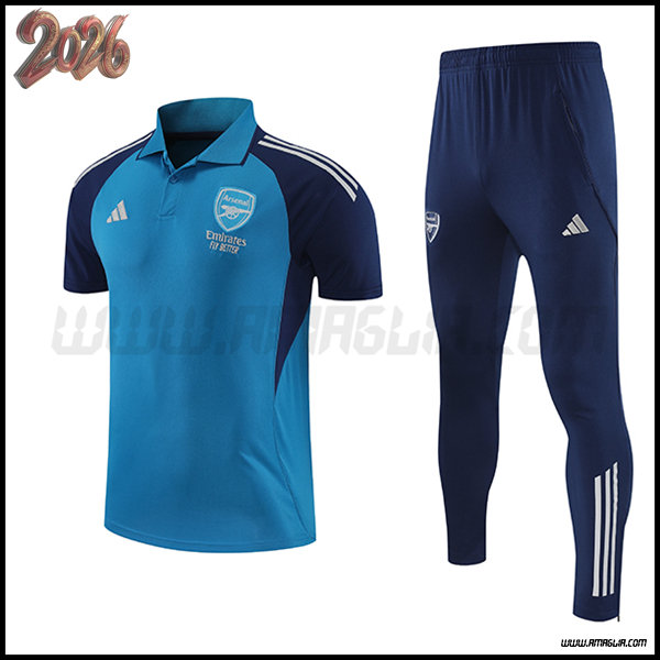 Kit Maglia Polo Arsenal Blu 2025 2026 -02