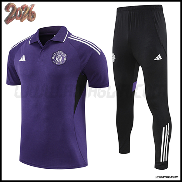 Kit Maglia Polo Manchester United viola/Nero 2025 2026