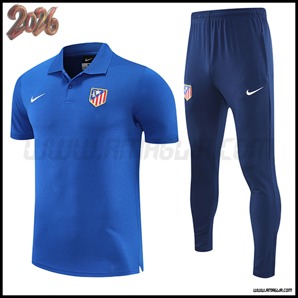 Kit Maglia Polo Atletico Madrid Blu 2025 2026