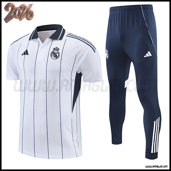 Kit Maglia Polo Real Madrid Bianco/Blu 2025 2026 -02