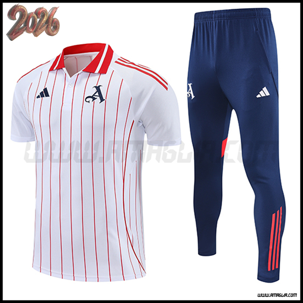 Kit Maglia Polo Arsenal Bianco/Rosso 2025 2026