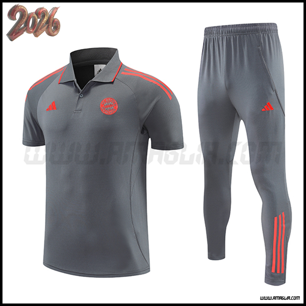 Kit Maglia Polo Bayern Monaco Grigio/Arancia 2025 2026