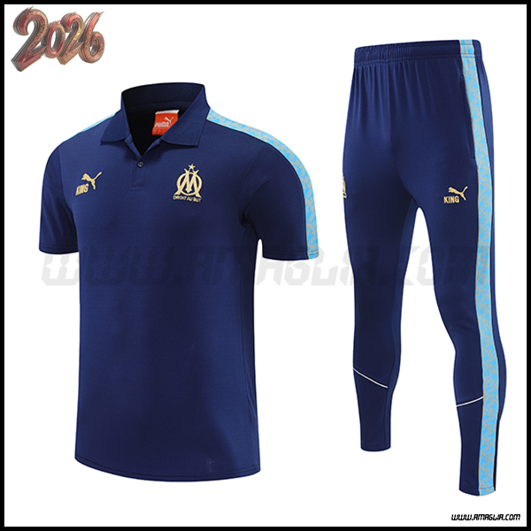 Kit Maglia Polo Marsiglia blu navy 2025 2026