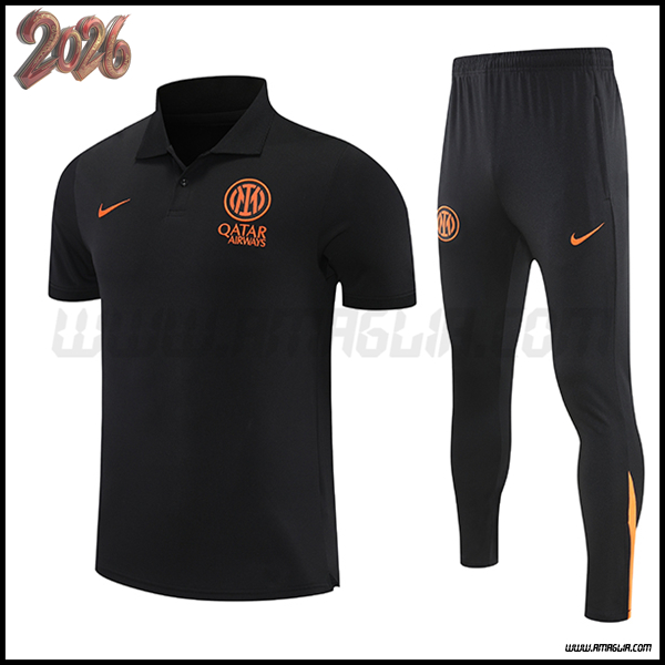 Kit Maglia Polo Inter Milan Nero/Arancia 2025 2026