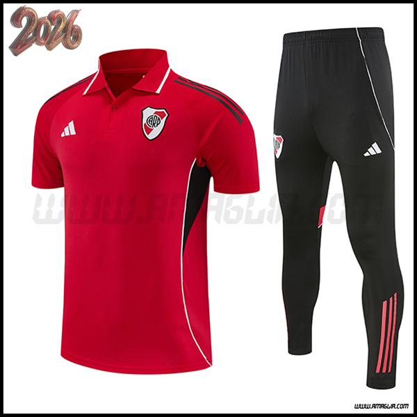 Kit Maglia Polo Riverbed Rosso/Nero 2025 2026