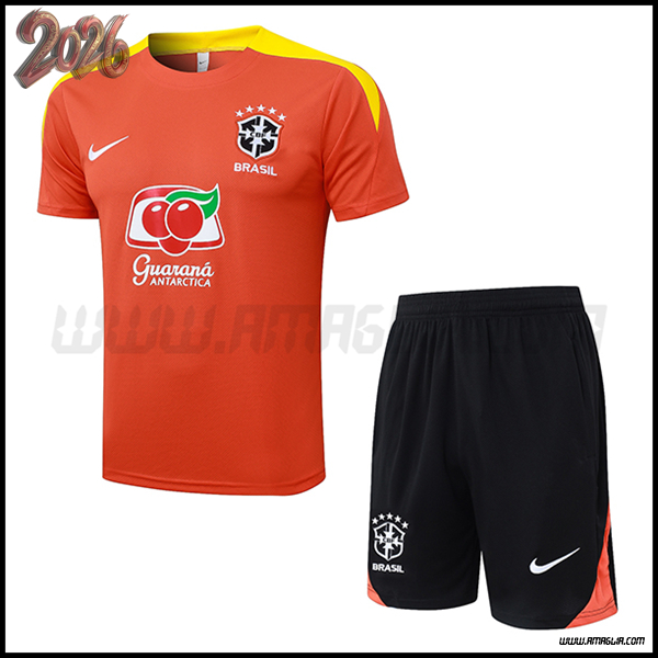 Kit Maglia Allenamento Brasile Arancia/Giallo 2025 2026