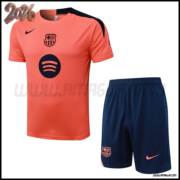 Kit Maglia Allenamento FC Barcellona Arancia/Nero 2025 2026