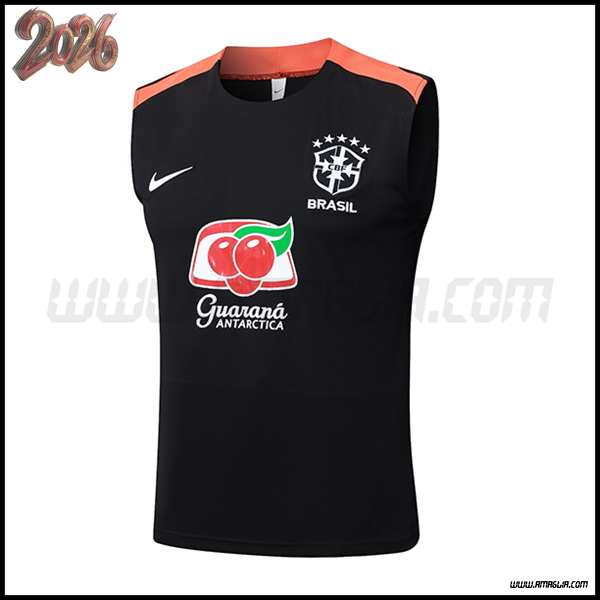 Canotta Allenamento Brasile Nero/Arancia 2025 2026