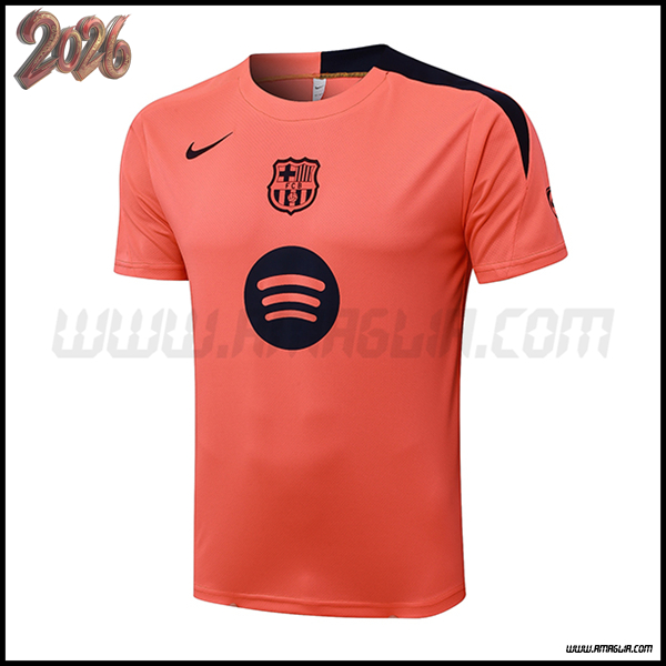 Training T-Shirt FC Barcellona Arancia/Nero 2025 2026