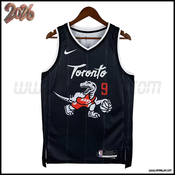Maglia Toronto Raptors (BARRETT #9) 2025/26 Nero/Bianco