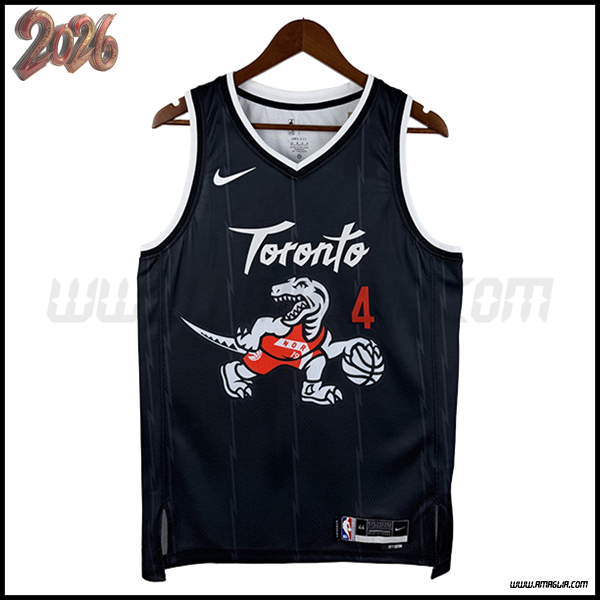 Maglia Toronto Raptors (BARNES #4) 2025/26 Nero/Bianco