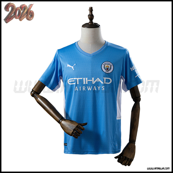 Prima Maglia da Manchester City Retro 2021/2022 Blu cielo