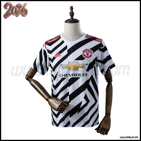 Terzo Maglia da Manchester United Retro 2020/2021 Bianco/Nero