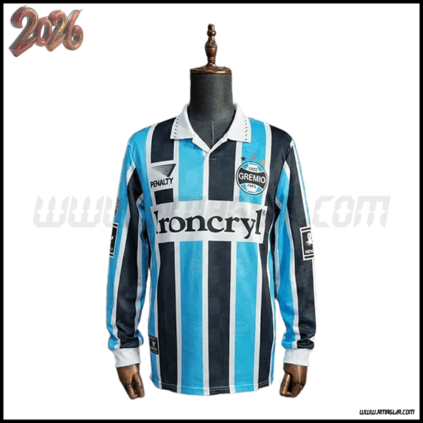 Prima Maglia da Gremio Maniche Lunghe Retro 1997/1998 Blu/Nero