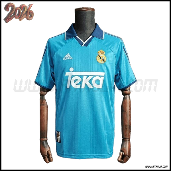 Terzo Maglia da Real Madrid Retro 1999/2000 Blu cielo