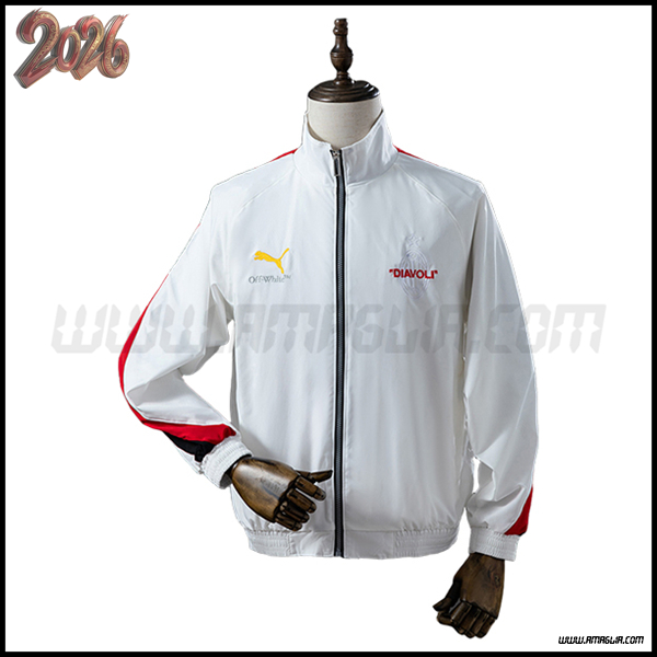 Giacca A Vento AC Milan Bianco/Rosso/Nero 2025 2026
