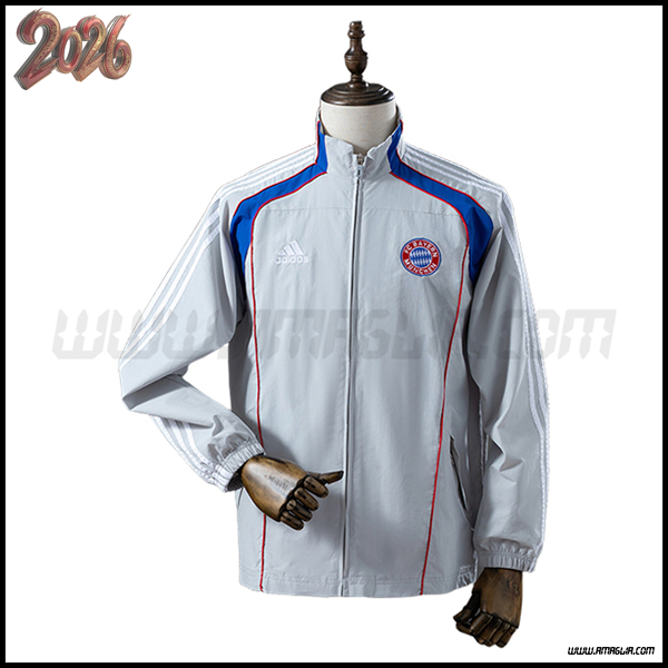 Giacca A Vento Bayern Monaco Grigio Chiaro 2025 2026