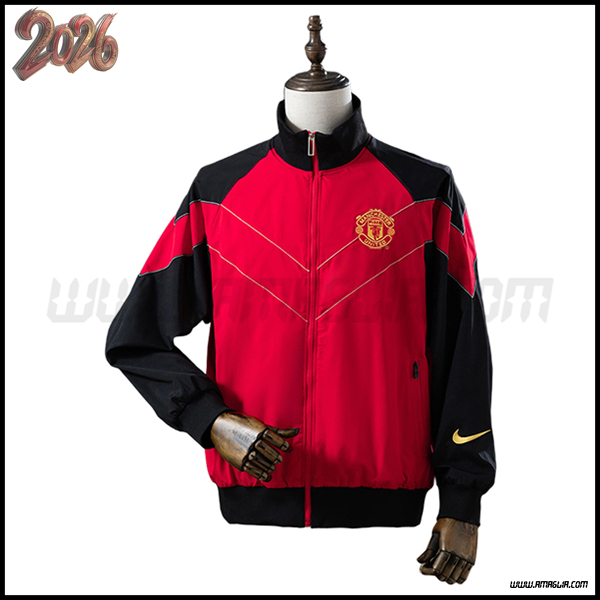 Giacca A Vento Manchester United Nero/Rosso 2025 2026