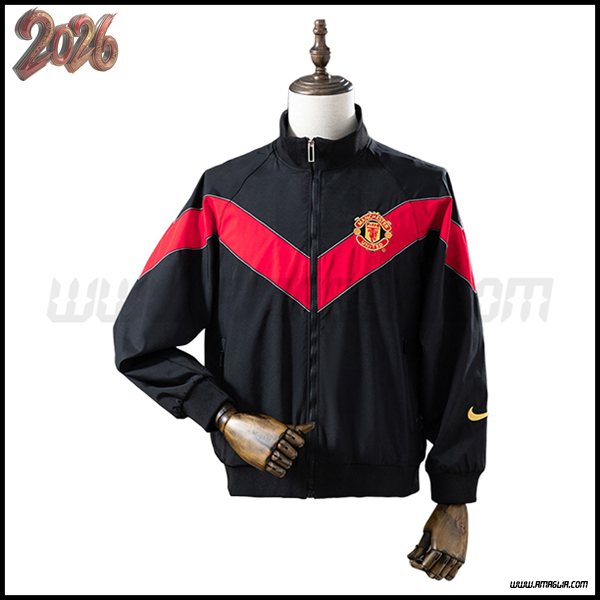 Giacca A Vento Manchester United Nero/Rosso 2025 2026 -02