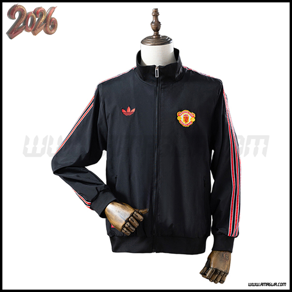 Giacca A Vento Manchester United Nero/Rosso 2025 2026 -03