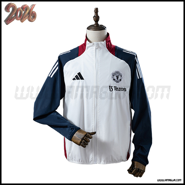Giacca A Vento Manchester United Bianco/Blu 2025 2026
