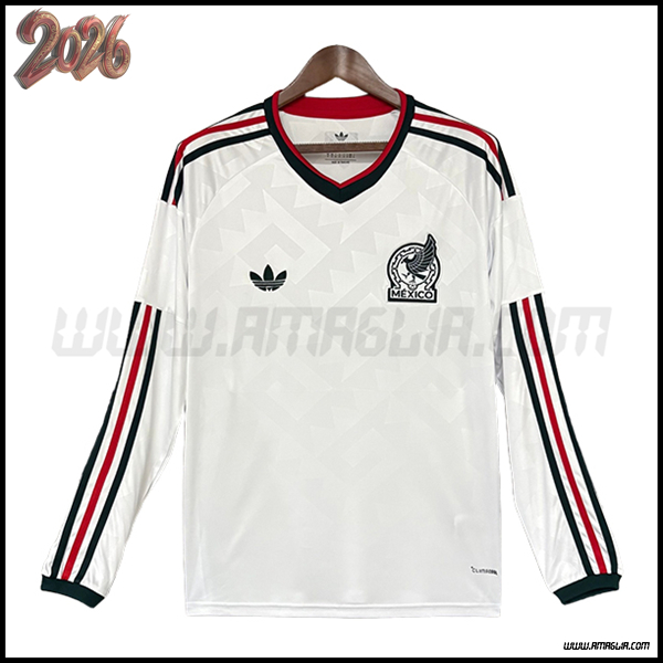 Seconda Maglia Squadra Messico Maniche Lunghe 2026/2027 Bianco