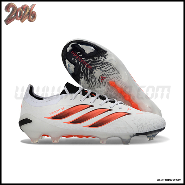Adidas Scarpe Da Calcio 26 Predator Elite Tongue FG Bianco/Arancia/Nero