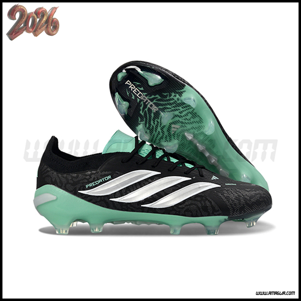 Adidas Scarpe Da Calcio 26 Predator Elite Tongue FG Nero/Verde/Grigio