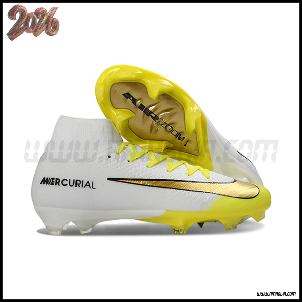 Nike Scarpe Da Calcio Air Zoom Mercurial Superfly IIX Elite FG Bianco/Giallo