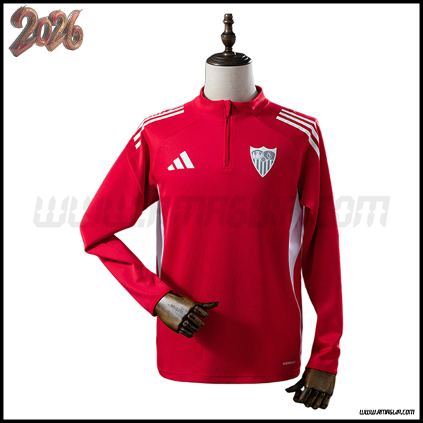 Felpa Allenamento Seville Rosso/Bianco 2025 2026