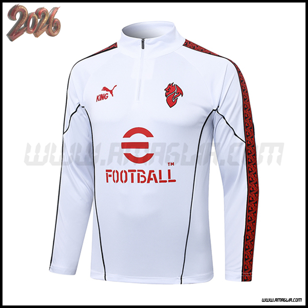 Felpa Allenamento AC Milan Bianco/Rosso/Nero 2025 2026