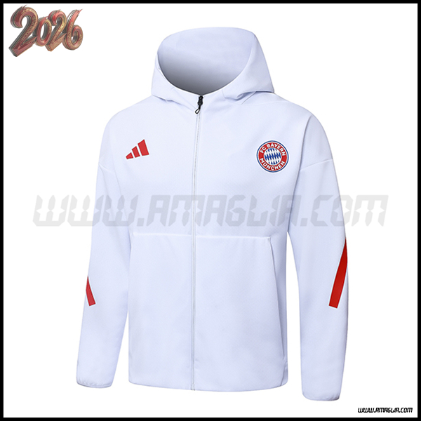 Giacca Con Cappuccio Bayern Monaco Bianco/Rosso 2025 2026
