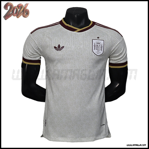 Seconda Maglia Squadra Spagna Coppa del Mondo 2026 Bianco