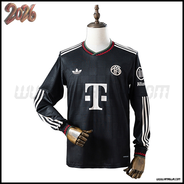 Maglia da Bayern Monaco Maniche Lunghe Champions League Nero 2025 2026
